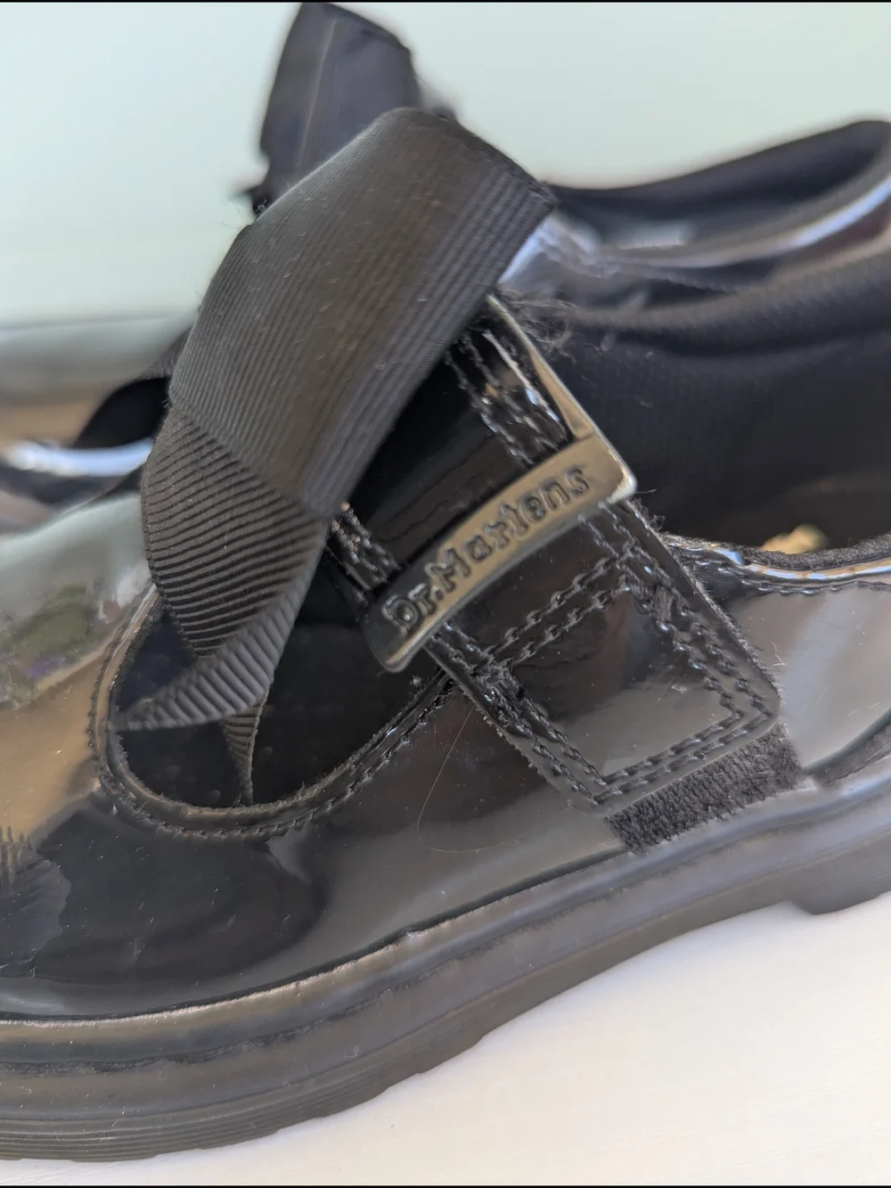 Dr. Martens Black Patent Mary Jane with Grosgrain Bow